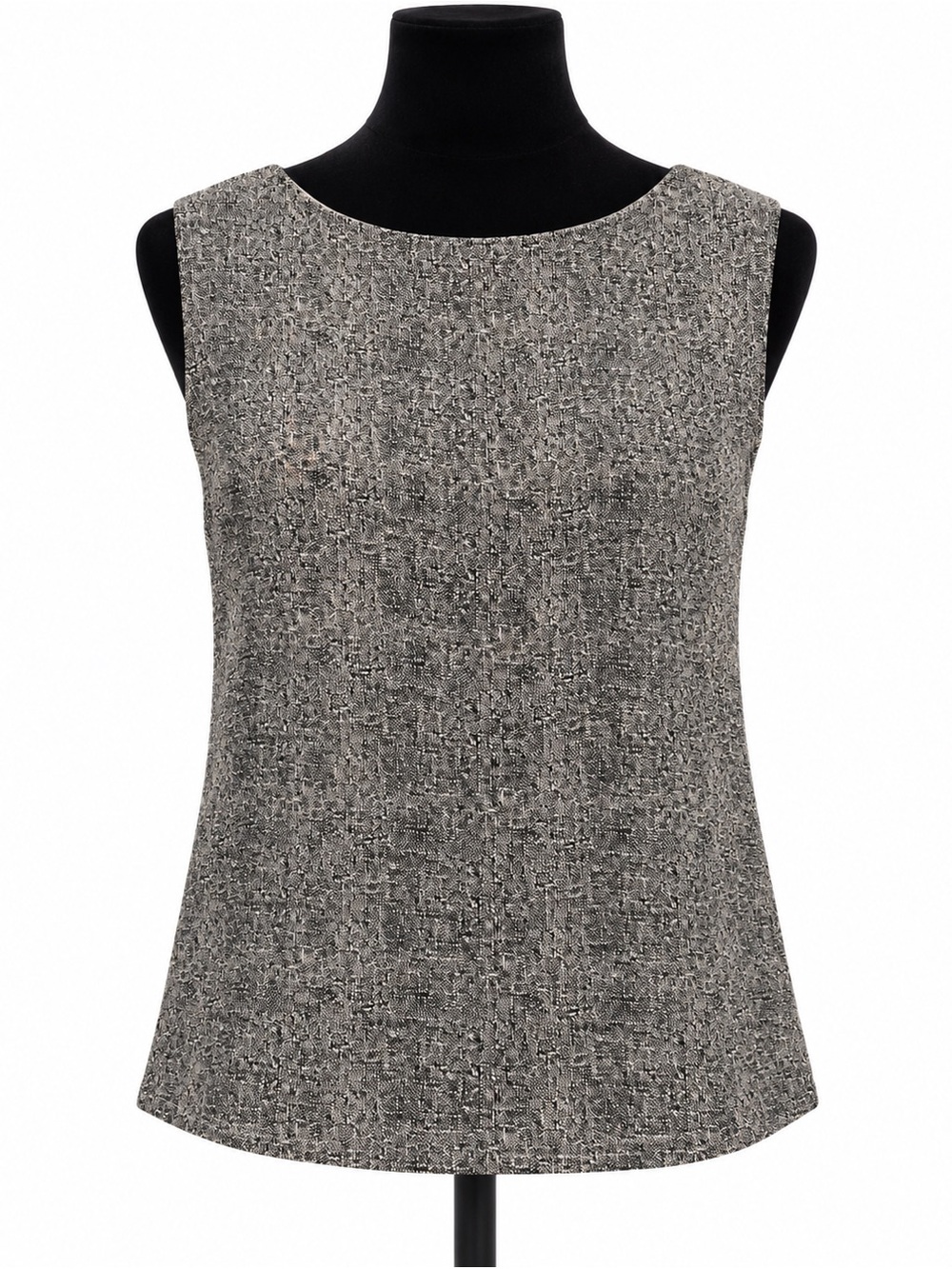Textured Sleeveless Knit Tank Top - Gray